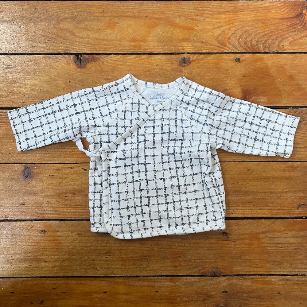 Oliver & Rain Kimono Wrap-Style Long Sleeve Baby Top - 9 months